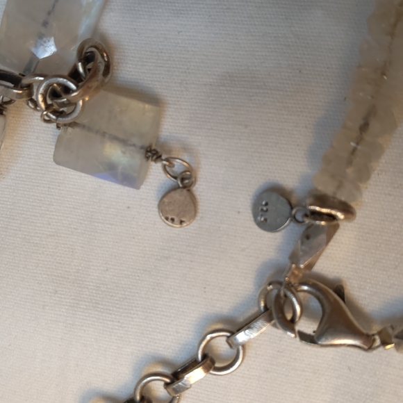 Rainbow moonstone bracelet earrings necklace set sterling silver signed … - Picture 12 of 12